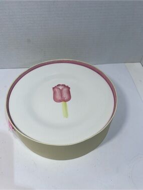 Pink Tulip Covered Ceramic Serving Dish